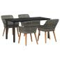 Preview: 5-teiliges Garten-Essset in Grau Poly Rattan