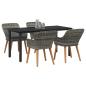 Preview: Garten Essgruppe mit Kissen 5 pcs Grau Poly-Rattan