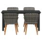 Preview: 5-teiliges Garten-Essset in Grau Poly Rattan