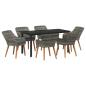 Preview: 7-teiliges Garten-Esstisch-Set Graues Poly Rattan
