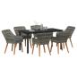 Preview: 7-teiliges Garten-Esstisch-Set Graues Poly Rattan