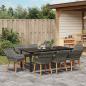 Preview: Garten Essgruppe mit Kissen 9 pcs Grau Poly-Rattan