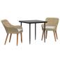 Preview: Garten Essgruppe mit Kissen 3 pcs Beige Poly-Rattan