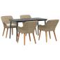 Preview: 5-teiliges Garten Esstischset Beige Poly Rattan
