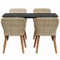 Preview: Garten Essgruppe mit Kissen 5 pcs Beige Poly-Rattan
