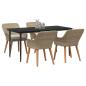 Preview: 5-teiliges Garten-Esszimmer-Set Beige Poly Rattan