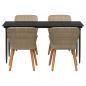 Preview: Garten Essgruppe mit Kissen 5 pcs Beige Poly-Rattan