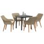 Preview: 5-teiliges Garten-Esszimmer Set Beigefarbenes Poly-Rattan