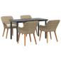 Preview: 5-teiliges Gartentischset Beige Poly Rattan