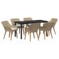 Preview: 7-teiliges Garten Esstischset Beige Poly Rattan