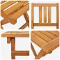 Preview: 4-teiliges Faltbares Garten Bistro Set aus massivem Akazienholz, Faltbarer Gartentisch Rechteckig 100x55x75 cm aus massivem Akazienholz, Faltbare Gartenstühle 2 Stück 36x46x85 cm aus massivem Akazienholz
