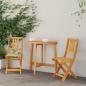 Preview: ARDEBO.de - 3-teiliges faltbares Garten Bistro Set aus massivem Akazienholz, Faltbarer Gartentisch halbkreisförmig 78x46x75 cm aus massivem Akazienholz, Faltbare Gartenstühle 2 Stück 36x46x85 cm aus massivem Akazienholz