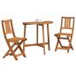 Preview: 3-teiliges faltbares Garten Bistro Set aus massivem Akazienholz, Faltbarer Gartentisch halbkreisförmig 78x46x75 cm aus massivem Akazienholz, Faltbare Gartenstühle 2 Stück 36x46x85 cm aus massivem Akazienholz