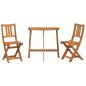Preview: 3-teiliges faltbares Garten Bistro Set aus massivem Akazienholz, Faltbarer Gartentisch halbkreisförmig 78x46x75 cm aus massivem Akazienholz, Faltbare Gartenstühle 2 Stück 36x46x85 cm aus massivem Akazienholz