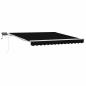 Preview: Manuelle einziehbare Markise mit LED Schwarz 350x250 cm, Markisenersatzstoff für 3.5x2.5 m Rahmen Schwarz