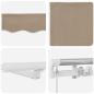 Preview: manuelle Markise mit LED Beige 350x250 cm, Markisen Ersatzstoff für 3,5x2,5 m Rahmen Beige