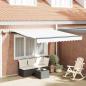 Preview: ARDEBO.de - Manuelle einziehbare Markise mit LED Weiß 350x250 cm, Markisenbezug für 3.5x2.5 m Rahmen Weiß
