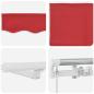 Preview: Manuelle einziehbare Markise mit LED Rot 400x350 cm, Markisenersatzstoff für 4x3,5 m Rahmen Rot