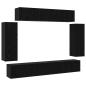 Preview: 8-teiliges TV-Schrankset Wandmontierte schwarze Eiche Spanplatte, Schwarzer Eichen TV-Ständer 80x30x30 cm aus Spanplatte, Wandmontierte TV-Schränke - 2 Stück schwarze Eiche, 30.5x30x90 cm, aus Spanplatte, TV-Schränke 2 Stück schwarze Eiche 100x30x30 cm Sp