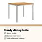 Preview: 3-teiliges Garten Esszimmer Set Massivholz Teak, Outdoor Esstisch 90x90x74.5 cm Massivholz Teak, Stapelbare Gartenstühle 2 Stk Massivholz Teak und Stahl