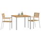 Preview: 3-teiliges Garten Esszimmer Set Massivholz Teak, Outdoor Esstisch 90x90x74.5 cm Massivholz Teak, Stapelbare Gartenstühle 2 Stk Massivholz Teak und Stahl