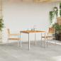 Preview: 3-teiliges Garten Esszimmer Set Massivholz Teak, Outdoor Esstisch 90x90x74.5 cm Massivholz Teak, Stapelbare Gartenstühle 2 Stk Massivholz Teak und Stahl