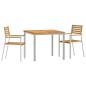 Preview: 3-teiliges Garten Esszimmer Set Massivholz Teak, Outdoor Esstisch 90x90x74.5 cm Massivholz Teak, Stapelbare Gartenstühle 2 Stk Massivholz Teak und Stahl