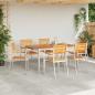 Preview: 7-teiliges Garten Essset aus massivem Teakholz, Außentisch 150x90x75 cm aus massivem Teakholz, Stapelbare Gartenstühle 2 Stück aus massivem Teak und Stahl, Stapelbare Gartenstühle 4 Stück aus massivem Teak und Stahl