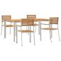 Preview: Garten Essgruppe 5 pcs Massives Teakholz und Edelstahl