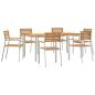 Preview: 7-teiliges Garten Esstisch Set aus massivem Teakholz, Outdoor Esstisch 180x90x75 cm aus massivem Teakholz, Stapelbare Gartenstühle 2 Stück aus massivem Teakholz und Stahl, Stapelbare Gartenstühle 4 Stück aus massivem Teakholz und Stahl