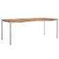 Preview: 7-teiliges Gartentischset aus massivem Holz Teak, Outdoor-Eßtisch 200x90x74,5 cm aus massivem Holz Teak, Stapelbare Gartenstühle 2 Stück aus massivem Holz Teak und Stahl, Stapelbare Gartenstühle 4 Stück aus massivem Holz Teak und Stahl