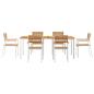 Preview: 7-teiliges Gartentischset aus massivem Holz Teak, Outdoor-Eßtisch 200x90x74,5 cm aus massivem Holz Teak, Stapelbare Gartenstühle 2 Stück aus massivem Holz Teak und Stahl, Stapelbare Gartenstühle 4 Stück aus massivem Holz Teak und Stahl