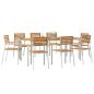 Preview: 9-teiliges Garten Essset Massivholz Teak, Garten Esstisch 200x90x74.5 cm Massivholz Teak, Stapelbare Gartenstühle 4 Stück Massivholz Teak und Stahl