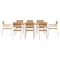 Preview: 9-teiliges Garten Essset Massivholz Teak, Garten Esstisch 200x90x74.5 cm Massivholz Teak, Stapelbare Gartenstühle 4 Stück Massivholz Teak und Stahl