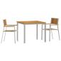 Preview: 3-teiliges Garten Esszimmer Set Massivholz Akazie, Esstisch 90x90x74.5 cm Massivholz Akazie, Stapelbare Gartenstühle 2 Stück Massivholz Akazie und Metall