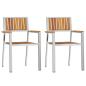 Preview: 3-teiliges Garten Esszimmer Set Massivholz Akazie, Esstisch 90x90x74.5 cm Massivholz Akazie, Stapelbare Gartenstühle 2 Stück Massivholz Akazie und Metall