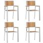 Preview: 5-teiliges Garten-Dining-Set aus Massivholz Akazie, Esstisch für draußen 90x90x74.5 cm aus Massivholz Akazie, Stapelbare Gartenstühle 4 Stück aus Massivholz Akazie und Metall