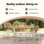 Preview: 5-teilige Garten Essgruppe aus massivem Akazienholz, Esstisch für draußen 150x90x75 cm aus massivem Akazienholz, Stapelbare Gartenstühle 4 Stück aus massivem Akazienholz und Metall