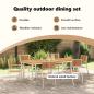 Preview: 7-teilige Garten Essgruppe aus massivem Akazienholz, Outdoor Esstisch 200x90x74,5 cm aus massivem Akazienholz, Stapelbare Gartenstühle 2 Stück aus massivem Akazienholz und Metall, Stapelbare Gartenstühle 4 Stück aus massivem Akazienholz und Metall