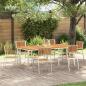 Preview: 7-teilige Garten Essgruppe aus massivem Akazienholz, Outdoor Esstisch 200x90x74,5 cm aus massivem Akazienholz, Stapelbare Gartenstühle 2 Stück aus massivem Akazienholz und Metall, Stapelbare Gartenstühle 4 Stück aus massivem Akazienholz und Metall