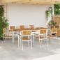Preview: 9-teiliges Garten Essgruppe aus solidem Akazienholz, Outdoor Esstisch 200x90x74.5 cm aus solidem Akazienholz, Stapelbare Gartenstühle 4 Stück aus solidem Akazienholz und Metall