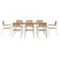 Preview: 9-teilige Garten Essgruppe Massivholz Teak, Outdoor Esstisch 200x90x74.5 cm Massivholz Teak, Stapelbare Gartenstühle 4 Stück Massivholz Teak und Metall