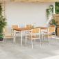 Preview: stapelbare Gartenstühle 6 Stück 54.5x56x87 cm aus massivem Teakholz, stapelbare Gartenstühle 4 Stück aus massivem Teakholz und Metall, stapelbare Gartenstühle 2 Stück aus massivem Teakholz und Metall