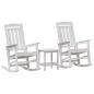 Preview: 3-teiliges Garten Loungeset Weiß HDPE, Garten Schaukelstuhl Weiß 70x92x108 cm HDPE, Adirondack Beistelltisch Weiß 38x38x45 cm HDPE
