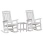 Preview: 3-teiliges Garten Loungeset Weiß HDPE, Garten Schaukelstuhl Weiß 70x92x108 cm HDPE, Adirondack Beistelltisch Weiß 38x38x45 cm HDPE