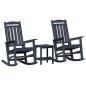 Preview: 3 Teile Garten Lounge Set Marineblau HDPE, Garten Schaukelstuhl Marineblau 70x92x108 cm HDPE, Adirondack Beistelltisch Marineblau 38x38x46 cm HDPE