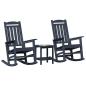 Preview: 3 Teile Garten Lounge Set Marineblau HDPE, Garten Schaukelstuhl Marineblau 70x92x108 cm HDPE, Adirondack Beistelltisch Marineblau 38x38x46 cm HDPE