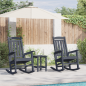 Preview: 3 Teile Garten Lounge Set Marineblau HDPE, Garten Schaukelstuhl Marineblau 70x92x108 cm HDPE, Adirondack Beistelltisch Marineblau 38x38x46 cm HDPE