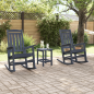 Preview: 3 Teile Garten Lounge Set Marineblau HDPE, Garten Schaukelstuhl Marineblau 70x92x108 cm HDPE, Adirondack Beistelltisch Marineblau 38x38x46 cm HDPE