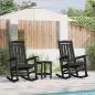 Preview: 3-teiliges Garten Lounge Set Schwarz HDPE, Schaukelstuhl Schwarz 70x92x108 cm HDPE, Adirondack Beistelltisch Schwarz 38x38x45 cm HDPE